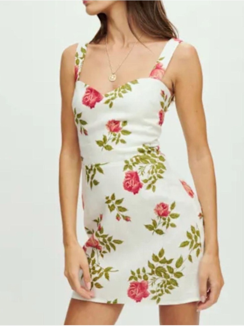 Reformation miso linen dress rose floral pattern euro summer Italy cottagecore